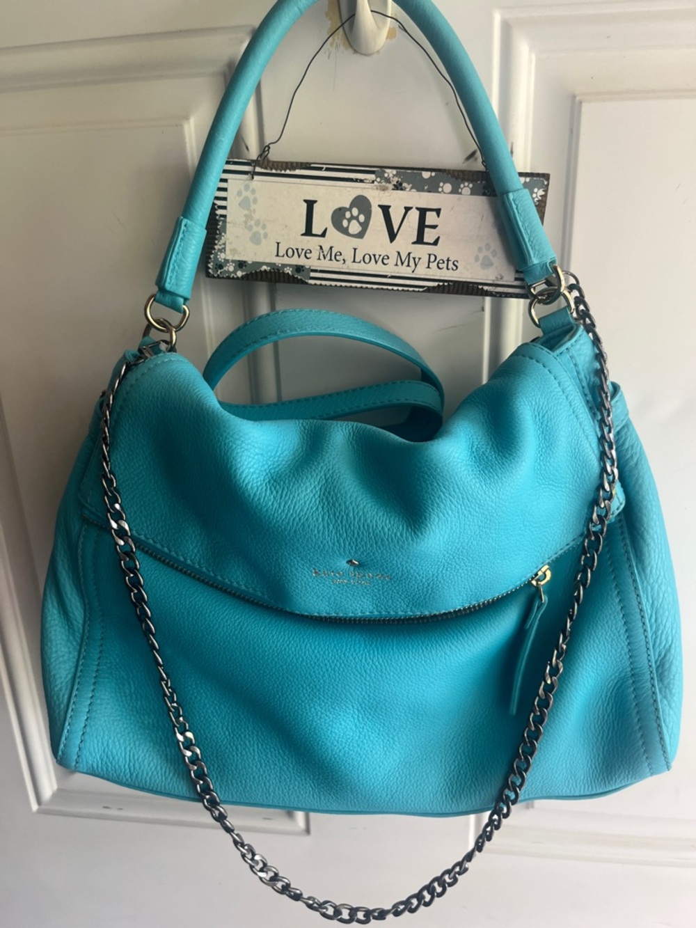 Kate Spade Turquoise rich Pebbled Leather Shoulder or crossbody Bag NWT
